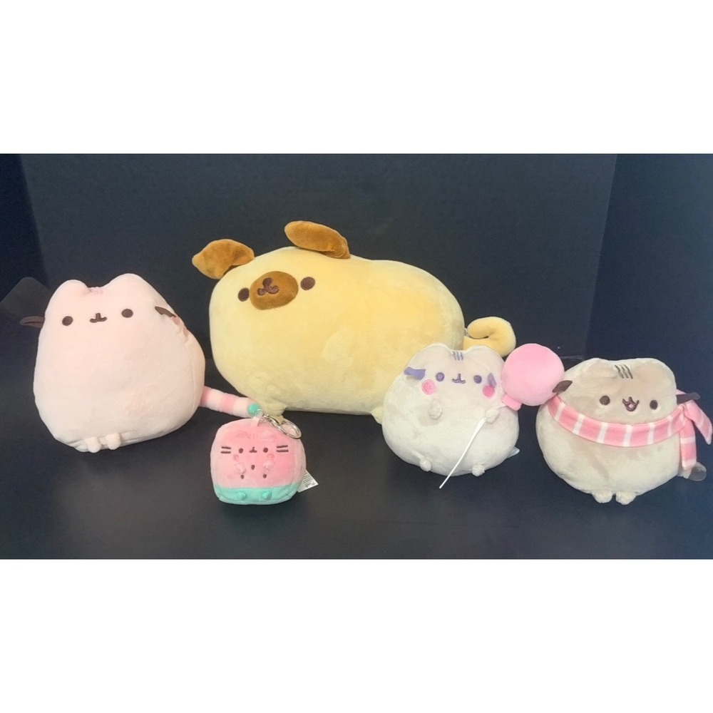 Gund Pusheen and Friends Plush Lot Pugsheen Watermelon Keychain 5pc Set